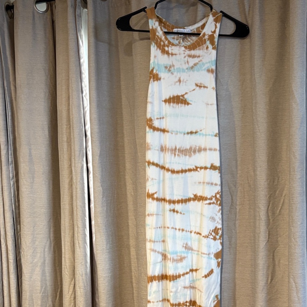 Young Fabulous & Broke Tie-Dye Maxi Dress in Brown and White